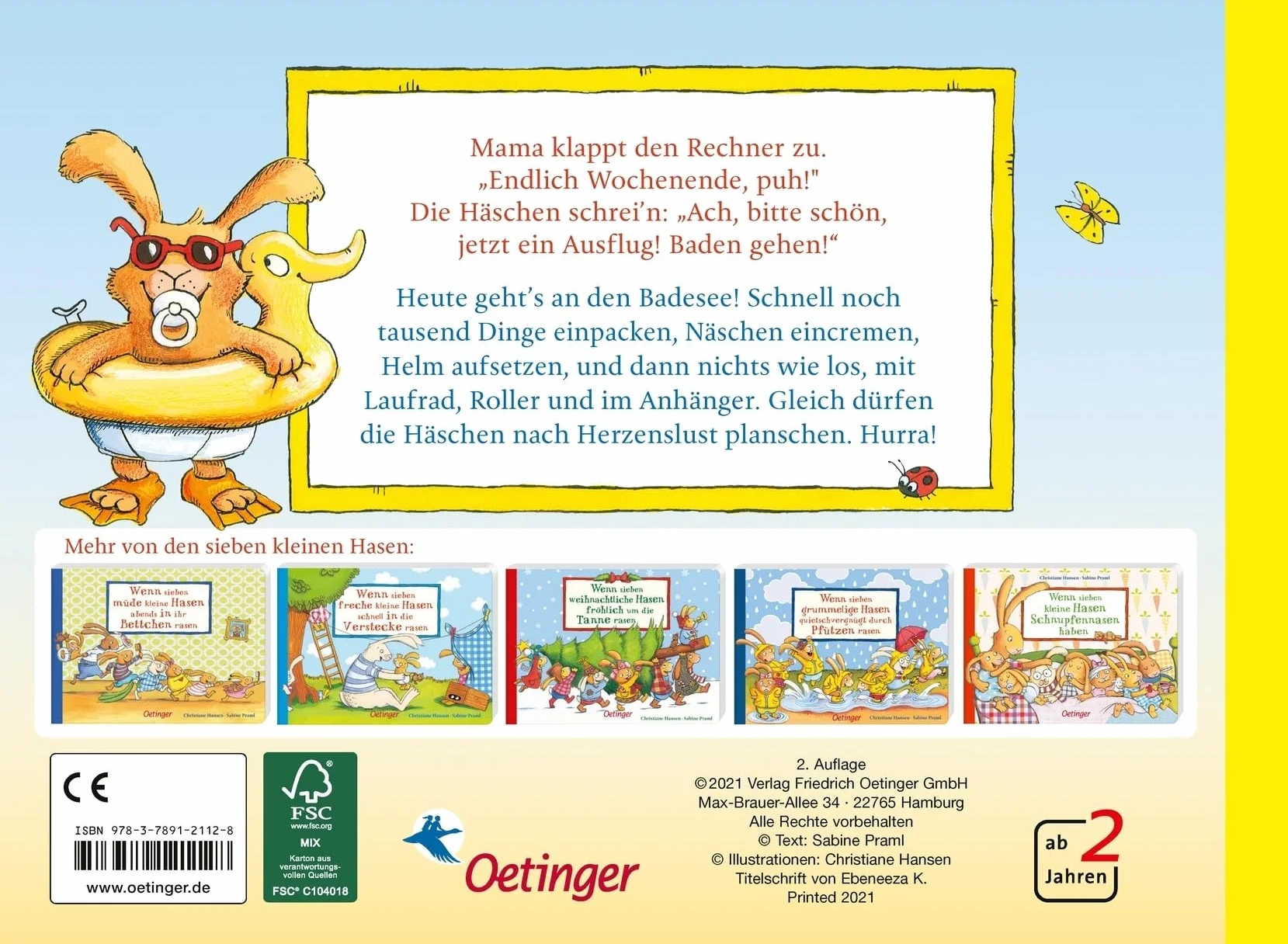 Wenn sieben kleine Badehasen quietschfidel ans Wasser rasen: Fröhlich gereimter Sommerspaß für Kinder ab 2 Jahren