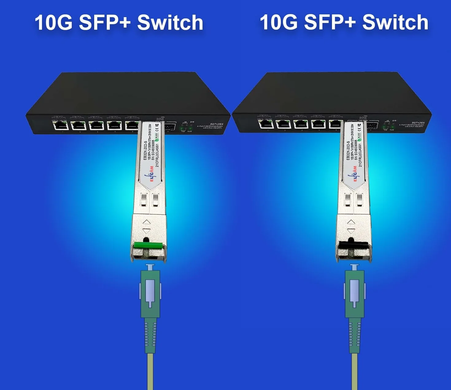 Elfcam 10 Gbps SFP+ BIDI 1270nm/1330nm światłowodowy moduł nadawczo-odbiorczy SC Simplex DDM 20 km