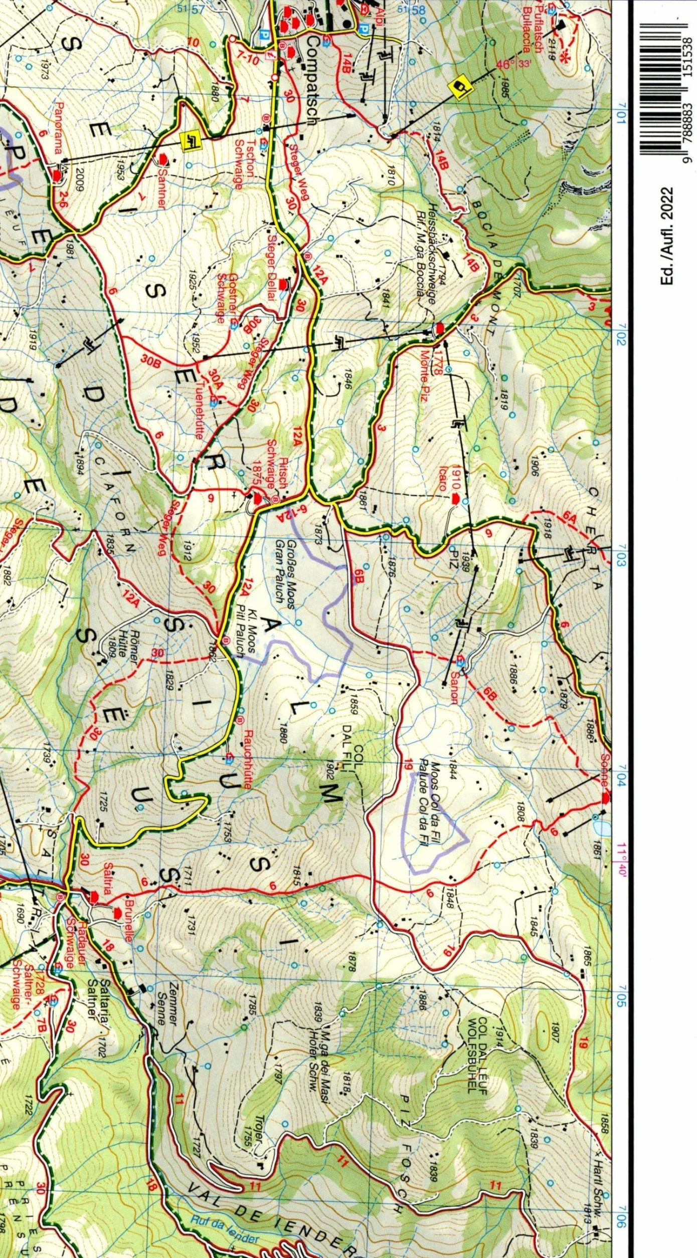 Val di Fassa e Dolomiti Fassane 1:25.000 Mapa Ediz. italiana inglese francese tedesca