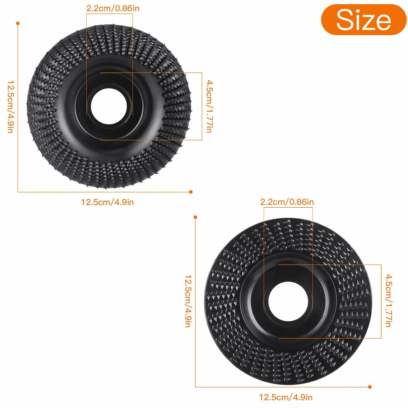 2 szt. drewniana tarcza szlifierska do szlifierki kątowej, zestaw tarcz ściernych z podkładkami, z węglika wolframu, do szlifowania i cięcia (Ø 125 mm x 22 mm)