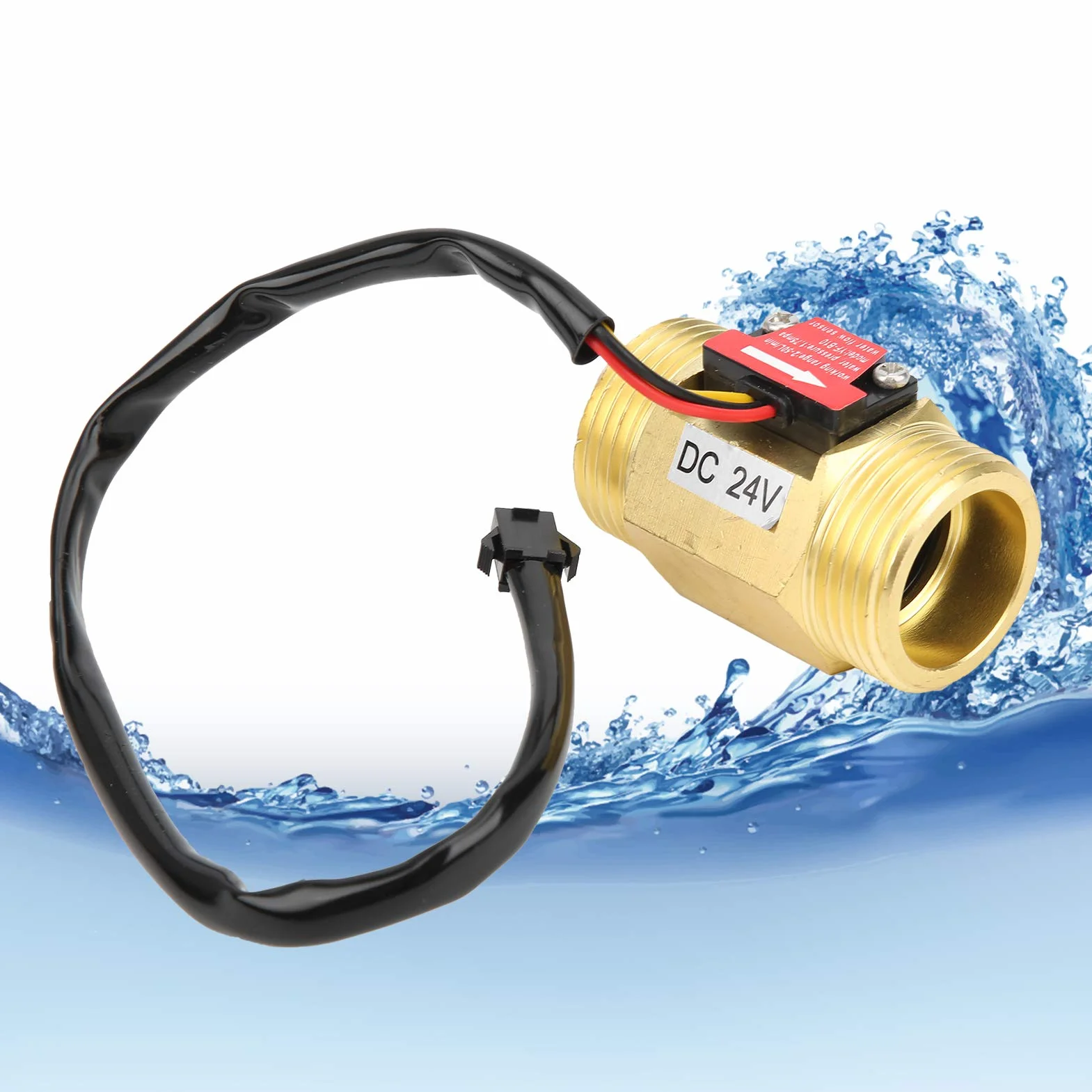 Mosiężny czujnik przepływu wody Halla 2~50 l/min DC 24 V do odwróconej osmozy