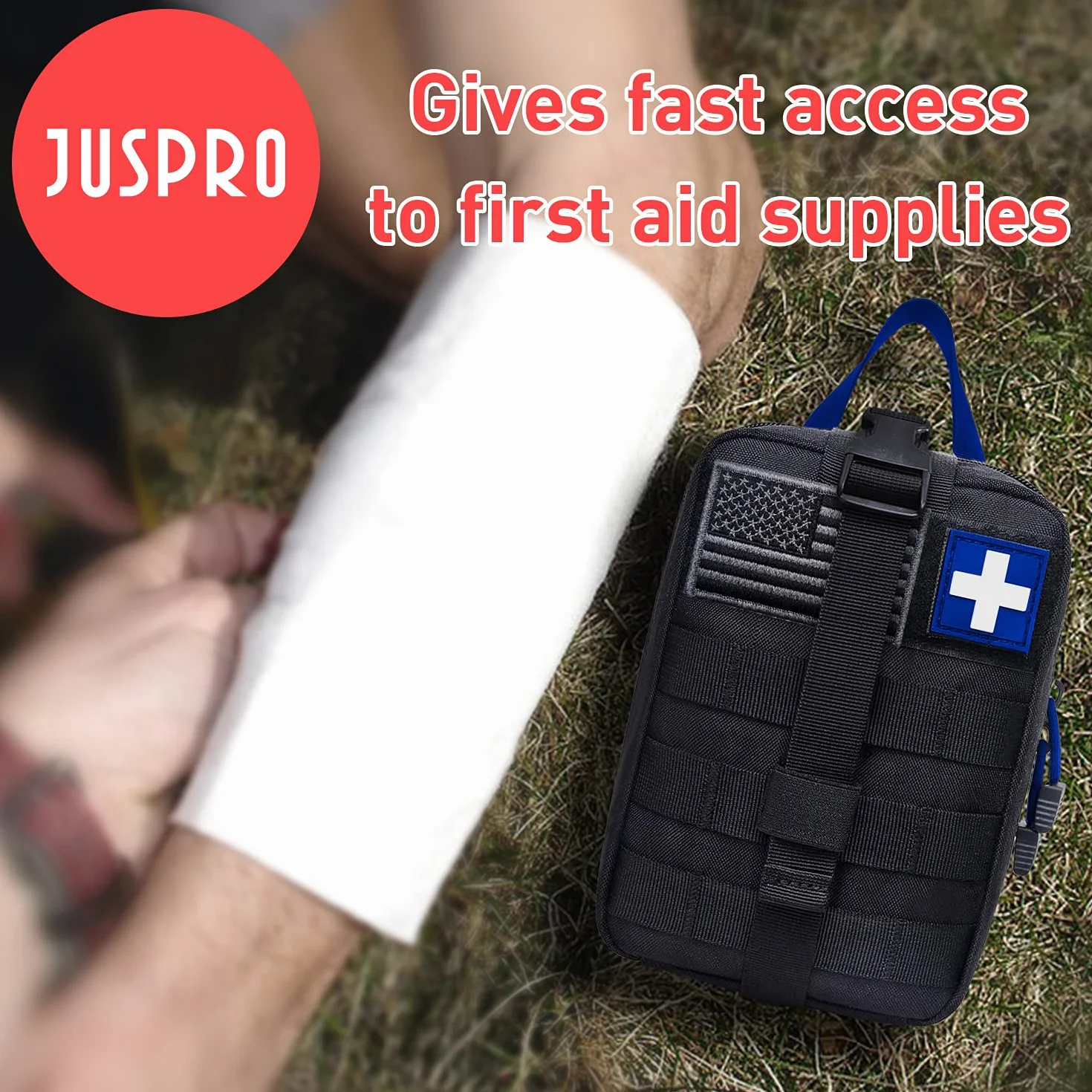 Medyczna torba taktyczna MOLLE, EMT IFAK Rip-Away Utility Pouch na kemping, polowanie, wędrówki, do domu, samochodu i przygody (czerwona + brązowa)