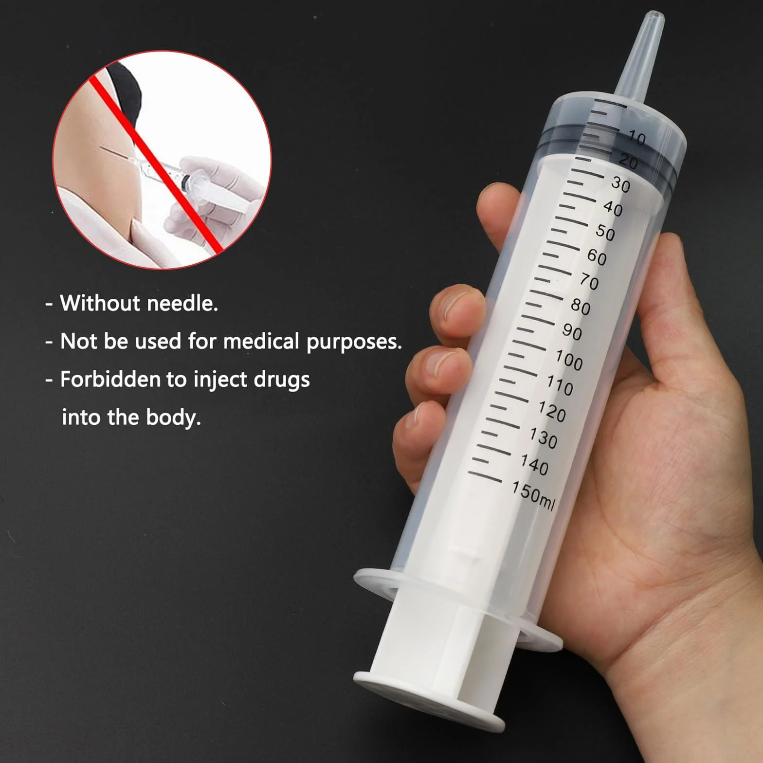 HXC Duża strzykawka 150 ml z rurkami z tworzywa sztucznego bez igły wielokrotnego użytku do olejów i klejów