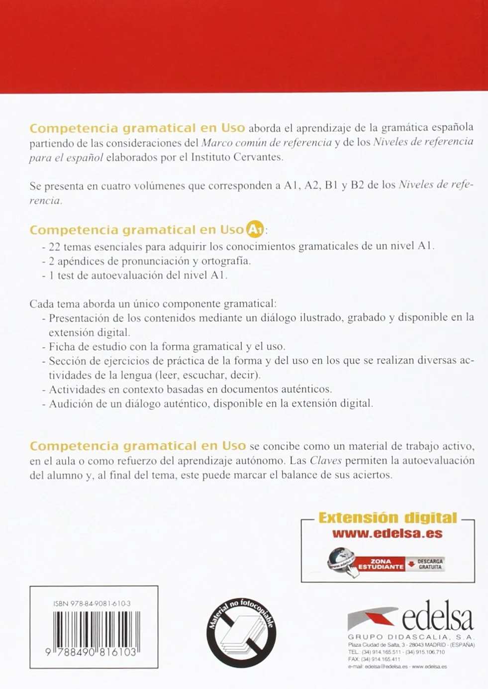 Competencia gramatical en Uso: A1: Vol. 1