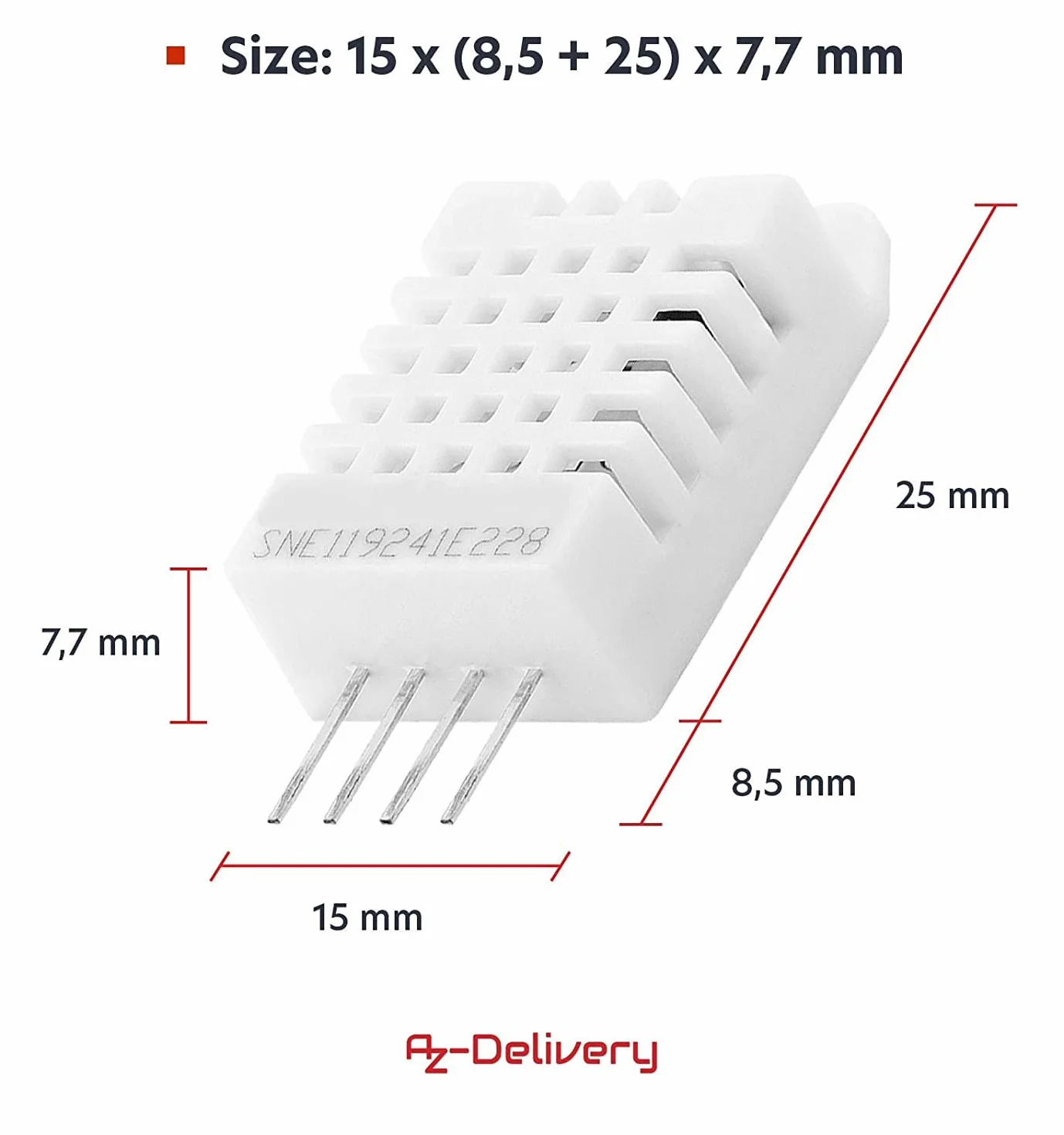 AZDelivery DHT22 AM2302 czujnik temperatury i czujnik wilgotności kompatybilny z Arduino i Raspberry Pi wraz z e-book!
