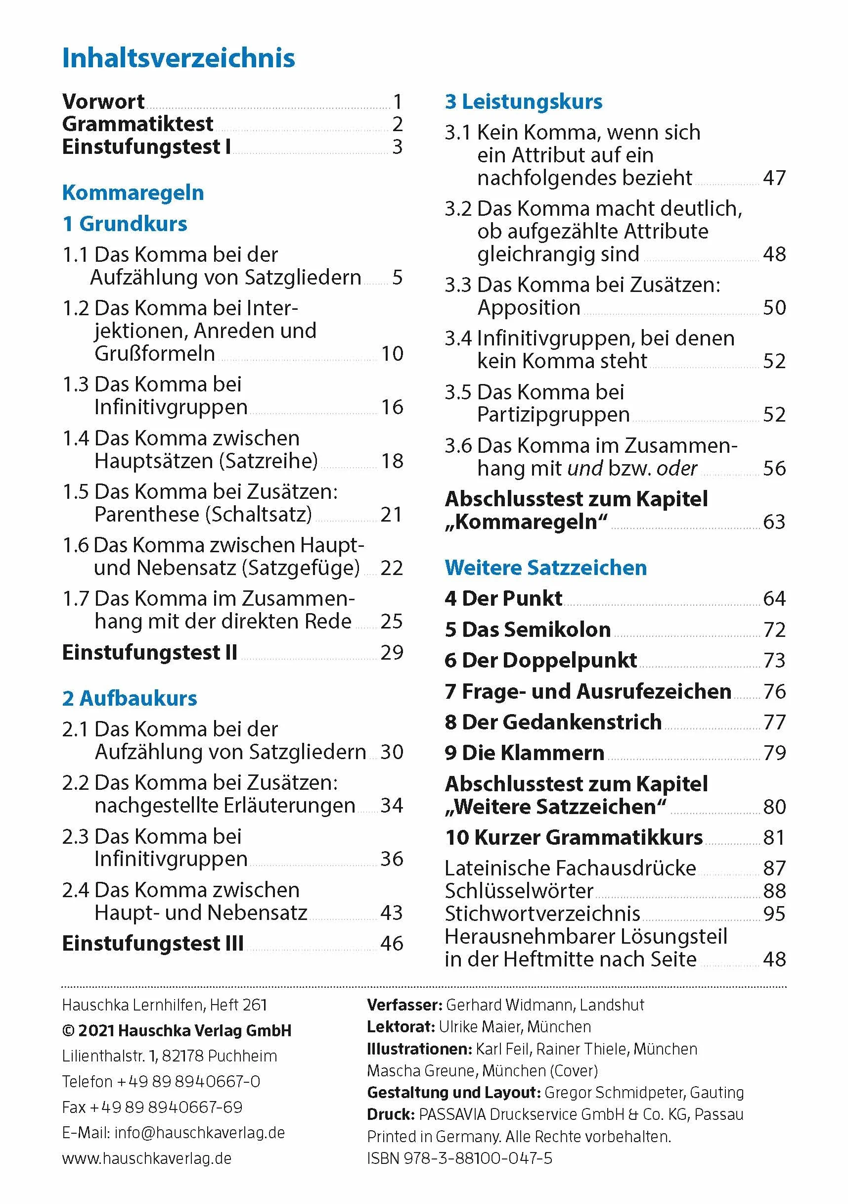 Zeichensetzung ab 6. Klasse und für Erwachsene: Deutsch: Satzzeichen-Übungen mit Lösungen, Kommasetzung, Komma-Regeln, Komma setzen üben, Satzzeichen richtig setzen: 261