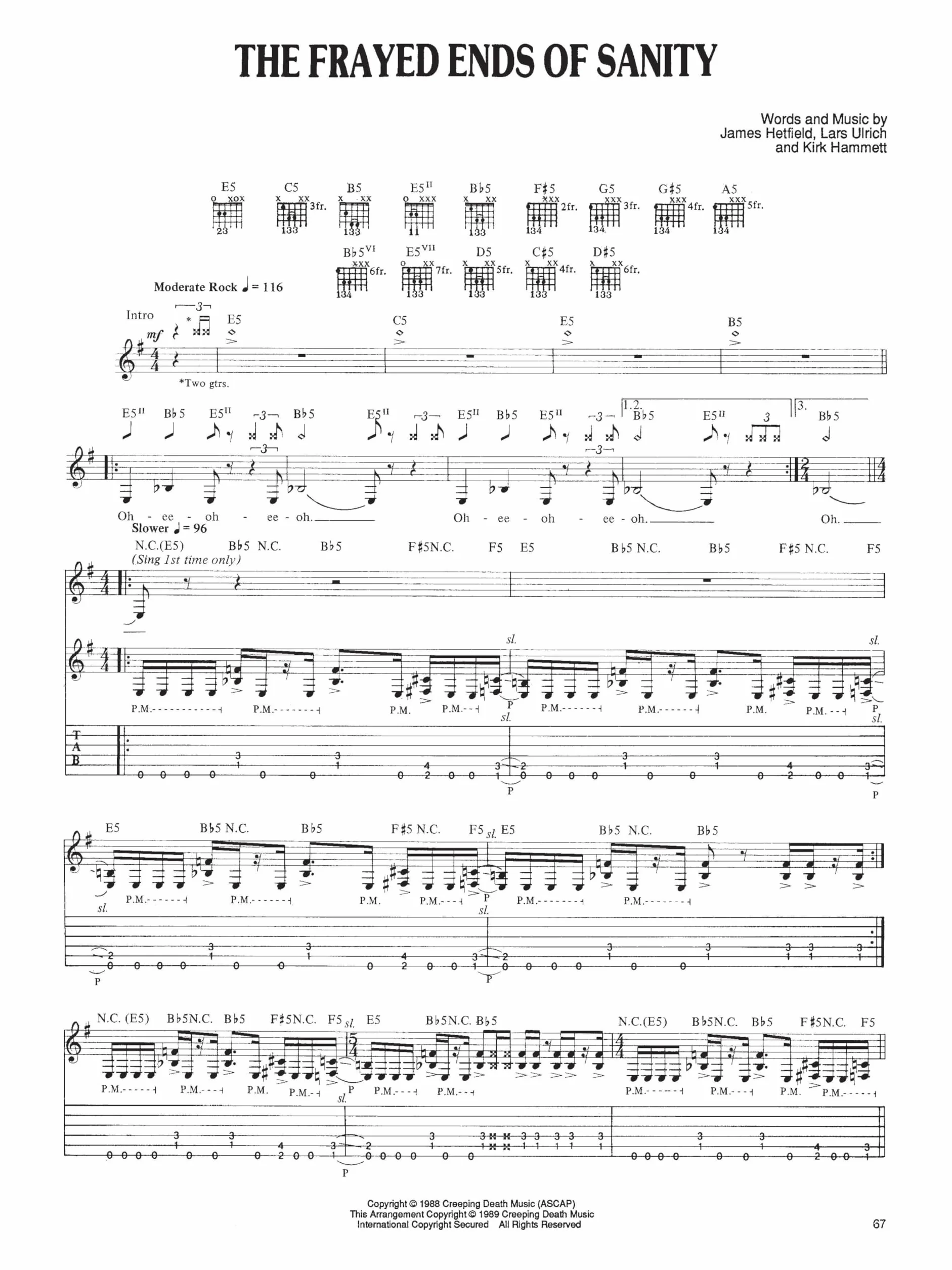 Metallica ... and justice for all guitare
