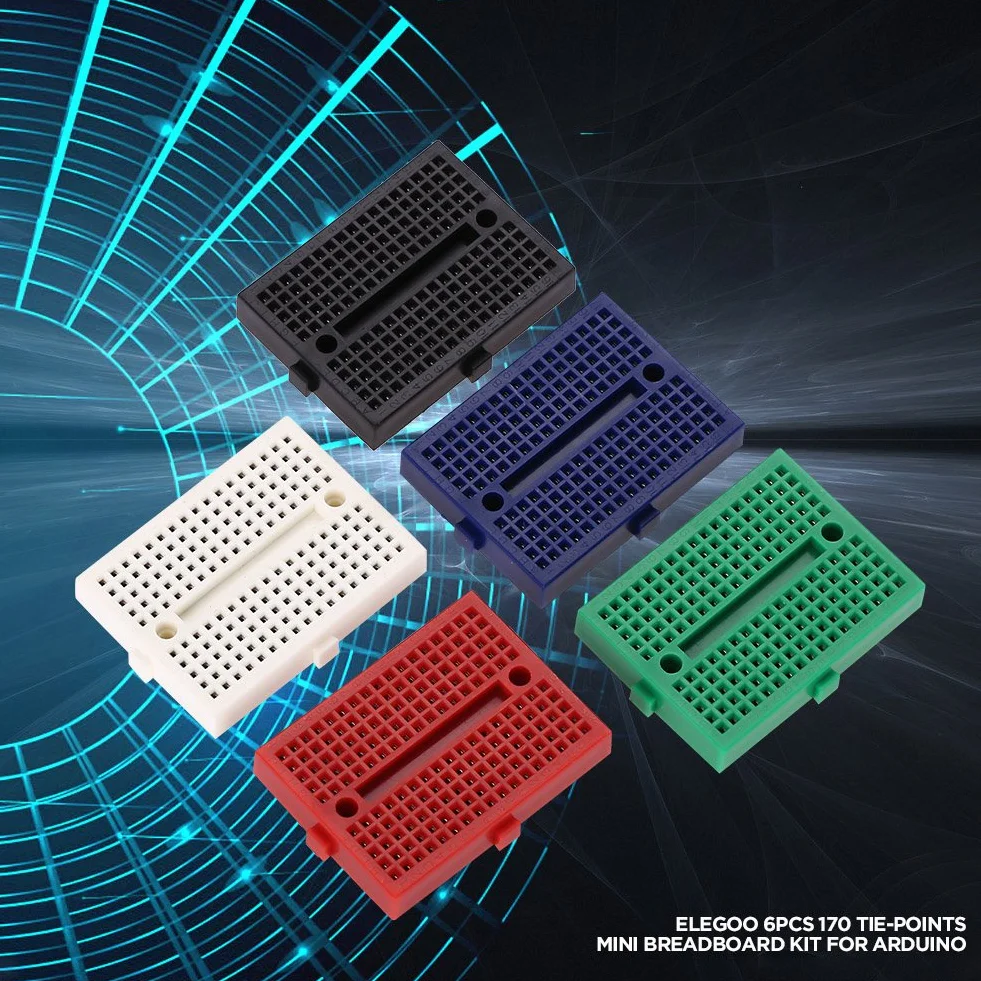 Akozon Mini Breadboard 170-punktowych otworów 5 sztuk 6 kolorów bez lutowania Prototyp ABS Zestaw do Arduino Raspberry Pi