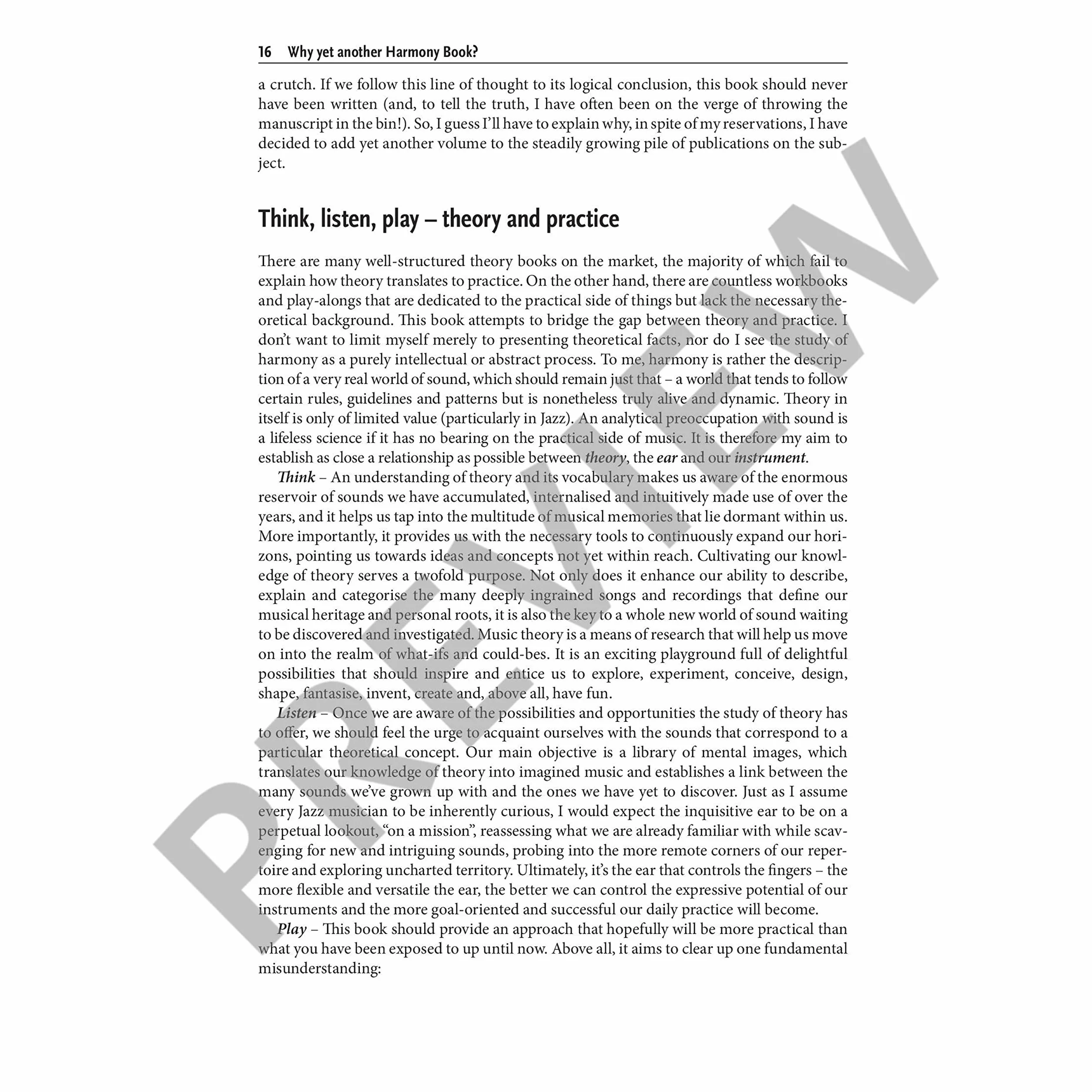 Jazz Harmony: Think - Listen - Play Practical Approach