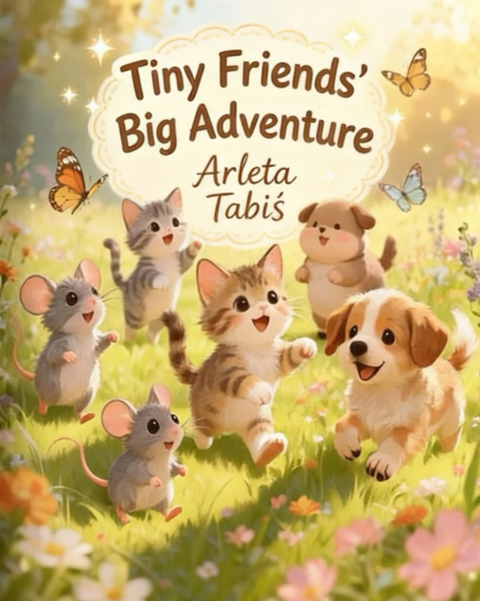 Tiny Friends' Big Adventure: Cute coloring book with kittens and puppies for adults & teens & kids