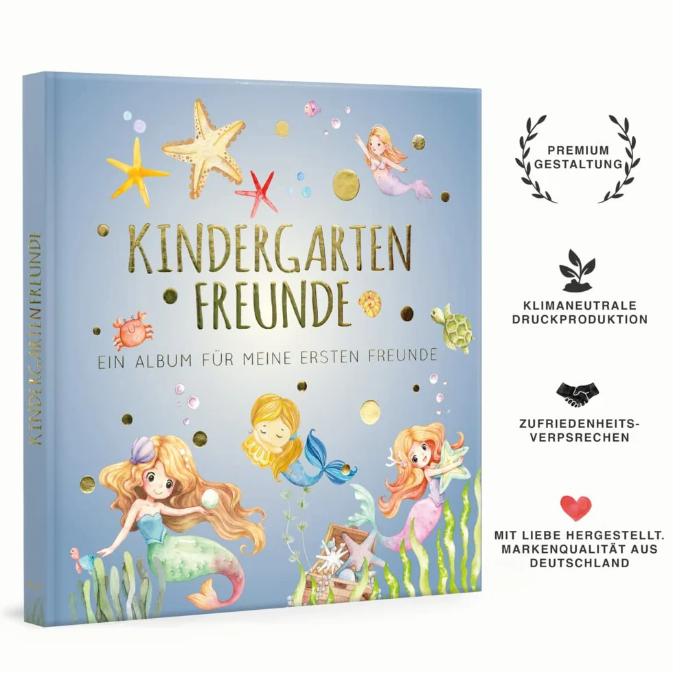Kindergartenfreunde - MEERJUNGFRAU: ein Album für meine ersten Freunde (Freundebuch Kindergarten 3 Jahre) PAPERISH®