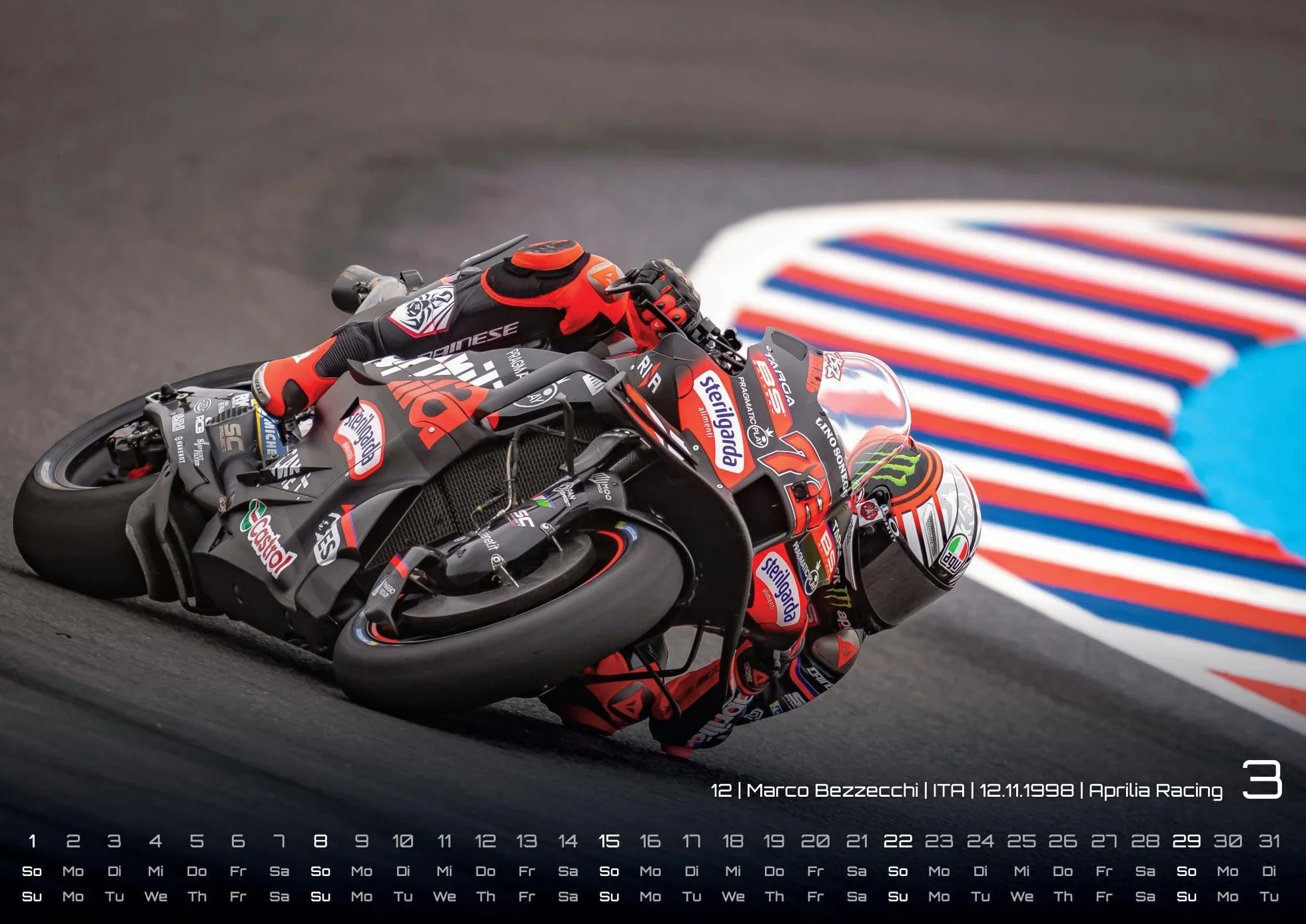 MotoGP Kalender 2026 DIN A3 Motorrad Grand Prix Wandkalender 42x30 cm