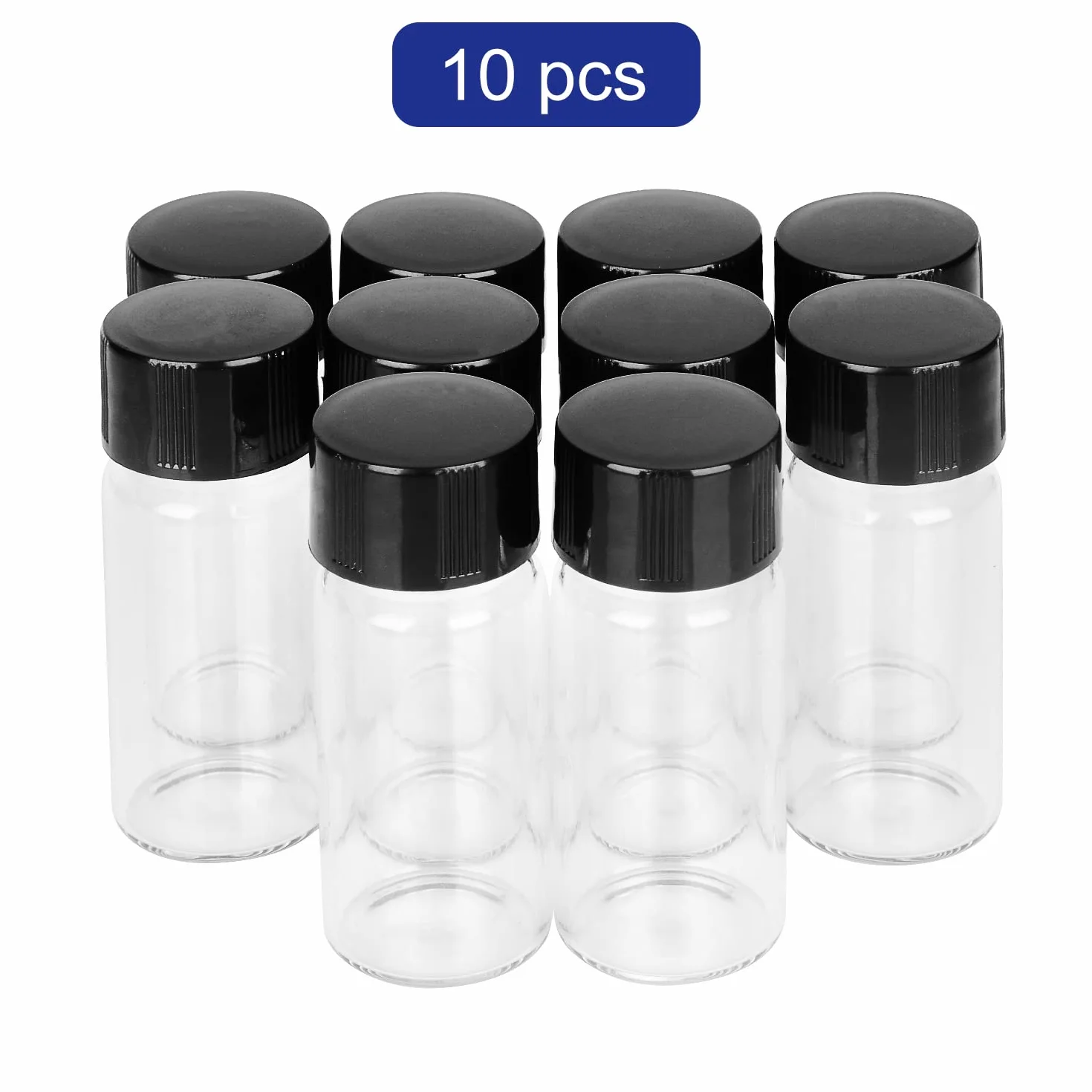 Labasics Fiolki na próbki z ochroną, fiolki na próbki śruby, butelka z odczynnikiem, butelka z odczynnikiem z przezroczystego szkła, 10 ml / 0,3 uncji (10 opakowań)