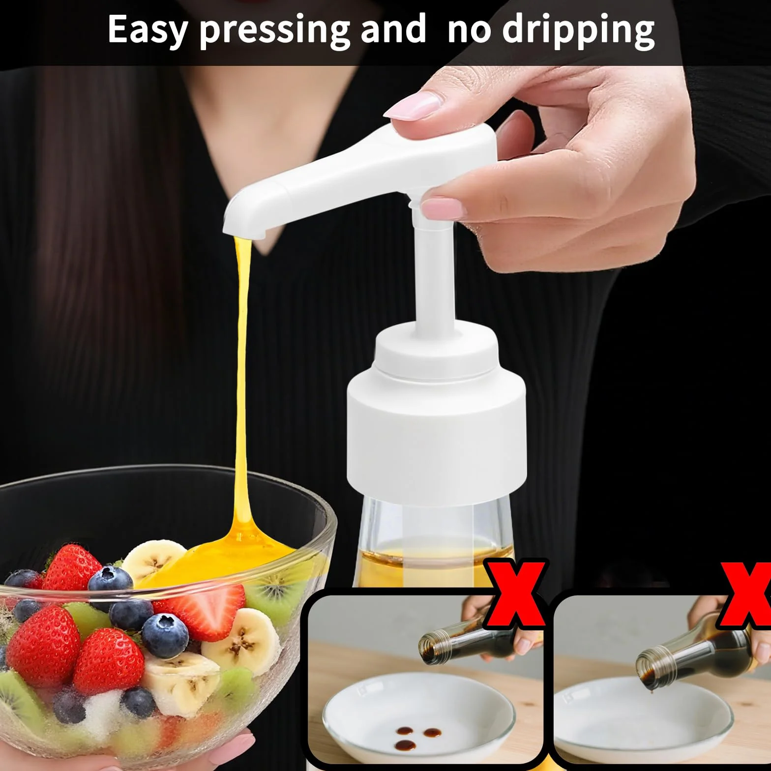 HENGBIRD Pompa dozująca 1 l, precyzyjny dozownik z pompką 10 ml, kompatybilny z pompką syropu Monin 0,7/1,0 l, dozownik syropu wielokrotnego użytku do Vital Drink Zerop, Best Body Syrop i nie tylko