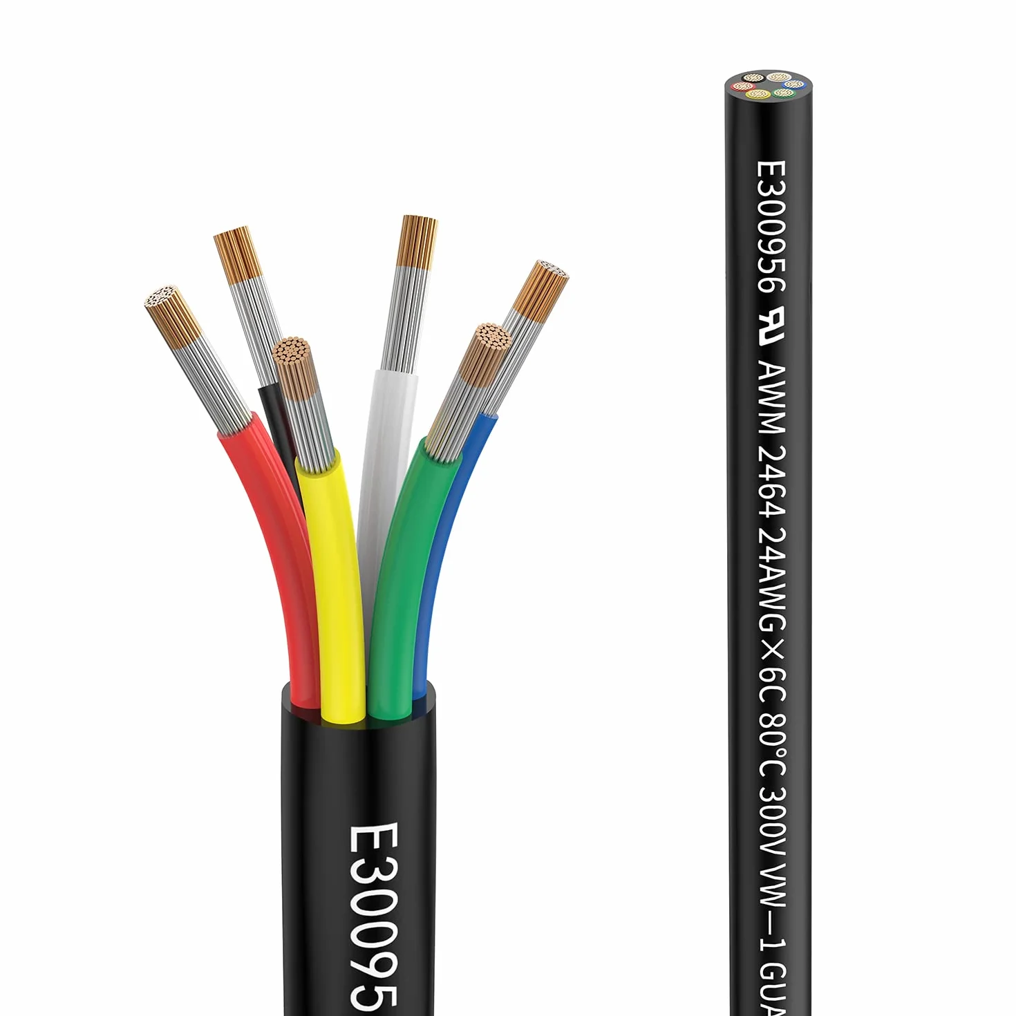 24awg 6 × 0,2 mm² 5 m przewód elektryczny 6-żyłowy przedłużacz UL2464 5 V/12 V/24 V/300 V, beztlenowy, wielowarstwowy ocynkowany kabel miedziany, krajobrazowy, lampy LED do samochodu