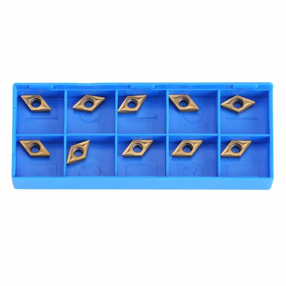 10 sztuk diamentowe frezy z węglika wolframu CNC wymienne tokarki frezarskie wkładki tokarskie z pudełkiem DCMT070204 US735 DCMT51.51 do stali