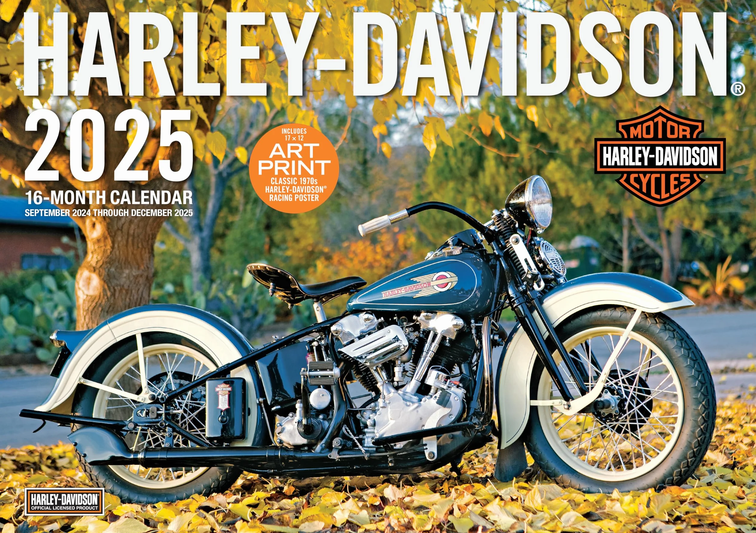 Harley-Davidson 17x12 2025 16-Month Calendar September 2024 December 2025