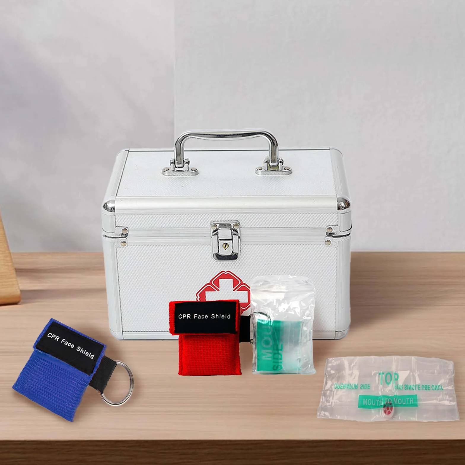 Maska respiratorska CPR 8 sztuk, maska ochronna twarz pierwszej pomocy trening AED