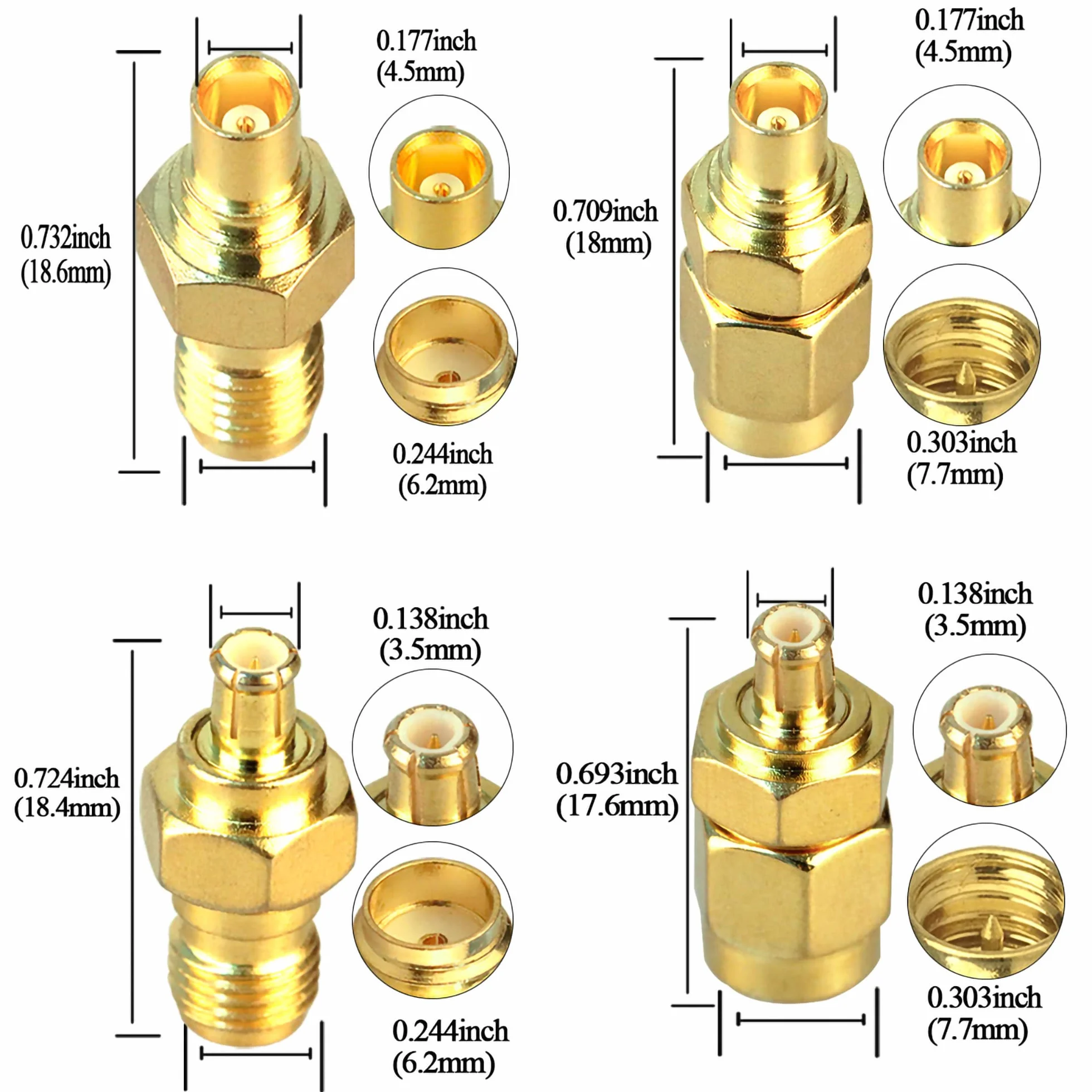 Zestaw złączy RF SMA do MCX Adapter koncentryczny 4 sztuki