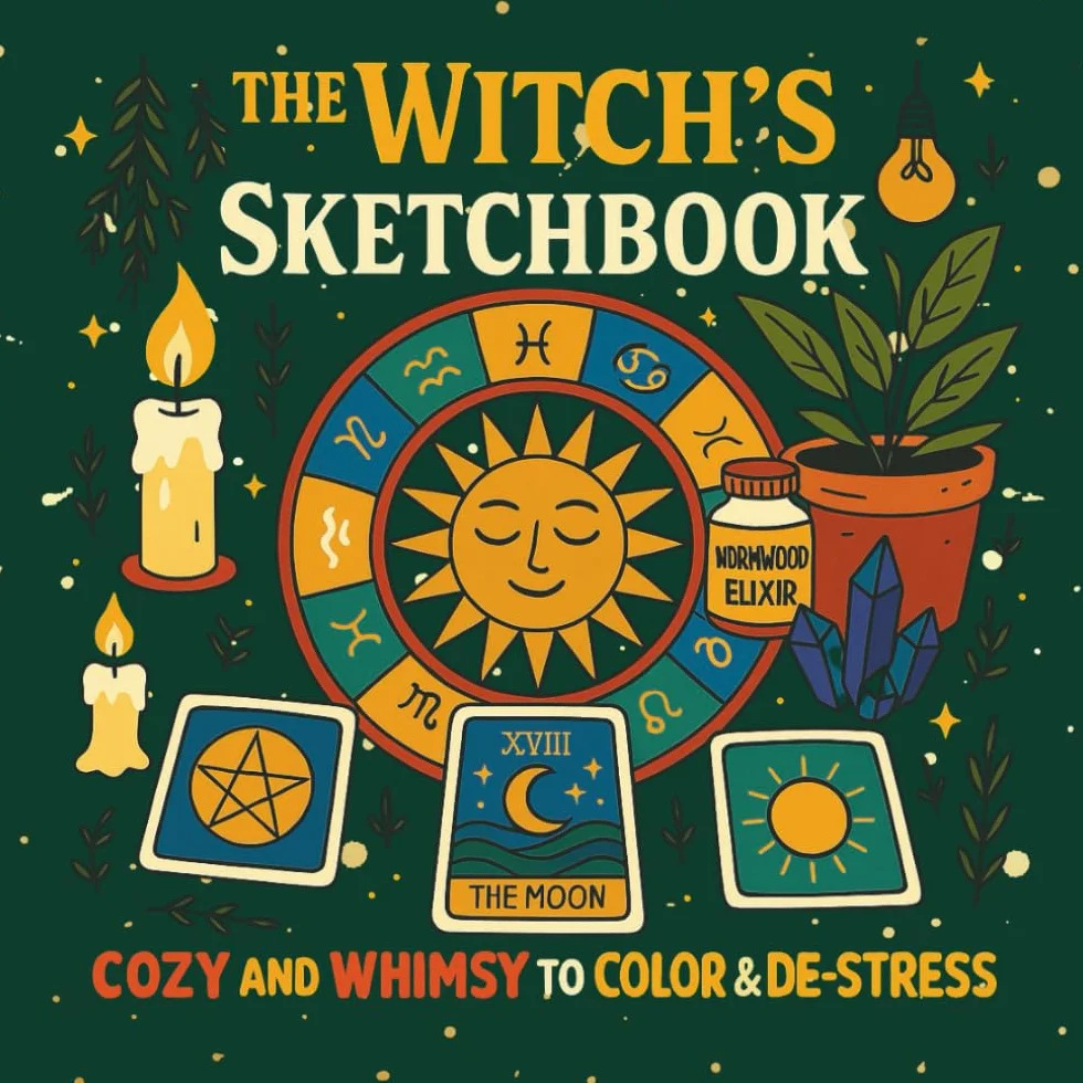 The Witch's Sketchbook: Bold and Easy Coloring Book for Adults with Simple Spooky Designs
