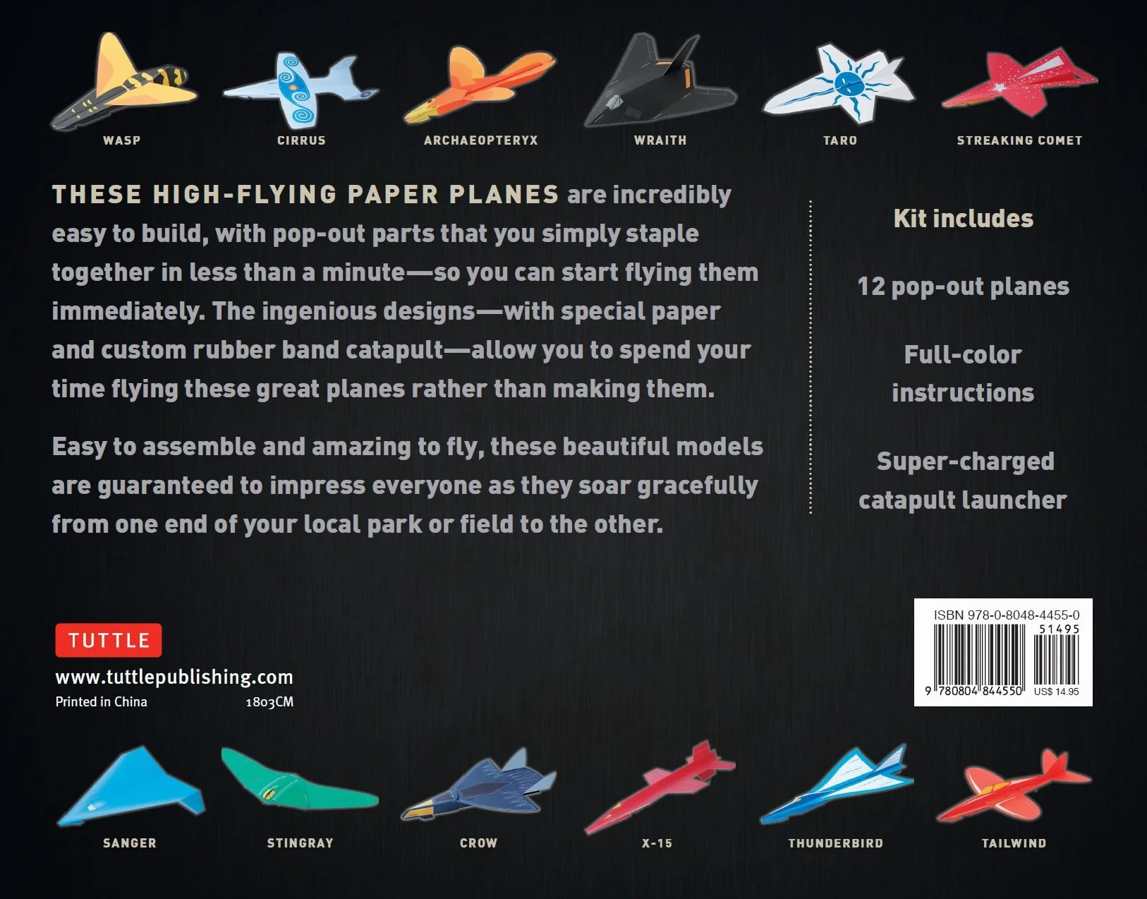 One Minute Paper Airplanes Kit: 12 Pop-Out Planes, Paper Airplane Book with Launcher