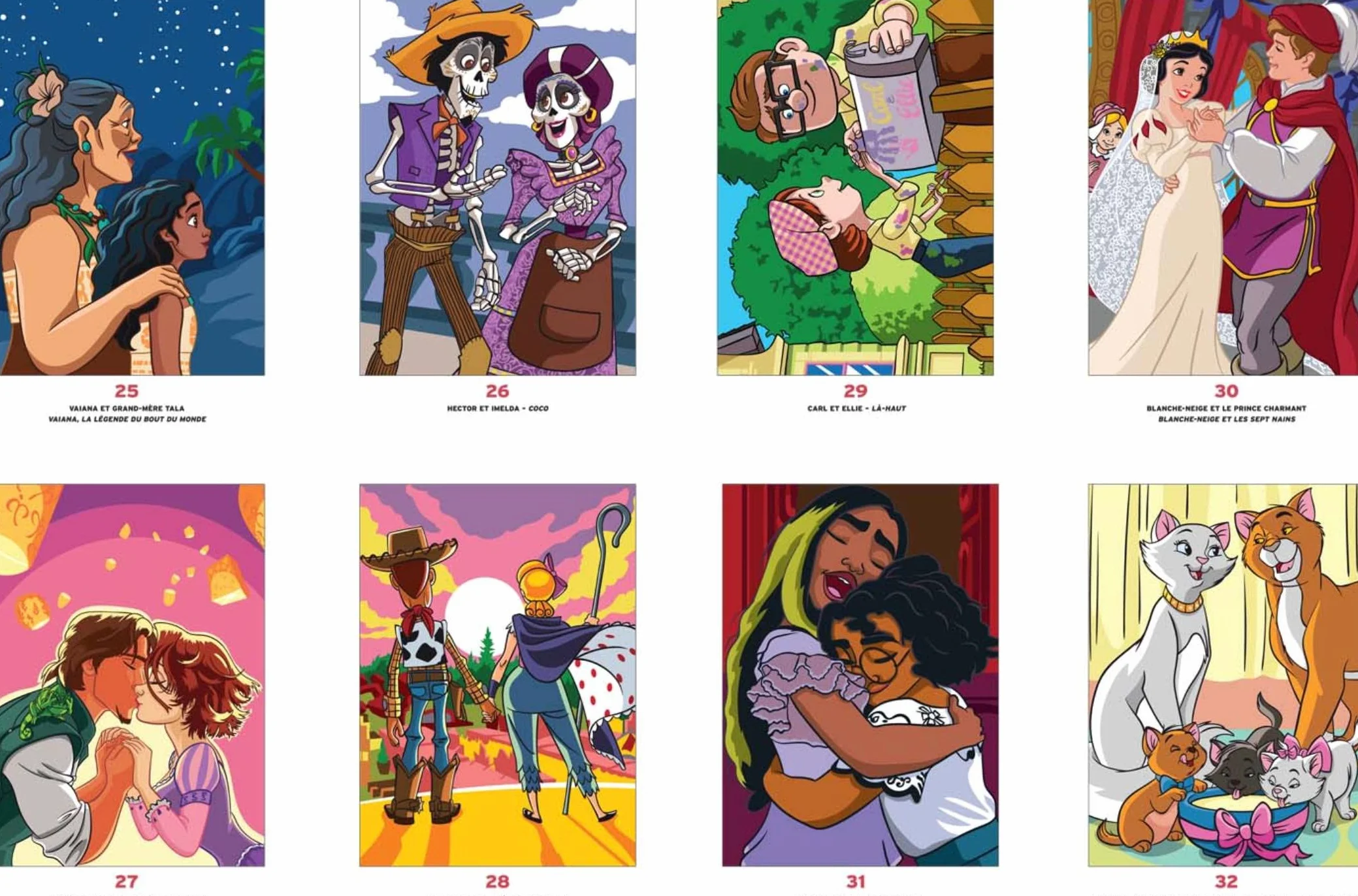 Disney Coloriages mystères Love Stories - Coloriez les chiffres et découvrez l'image